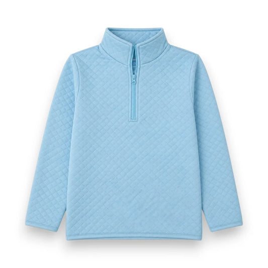 Light Blue 1/4 Zip Quilted Pullover - Doodlebug's Children's Boutique
