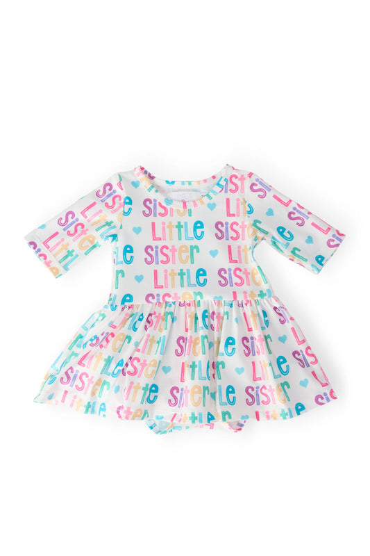 Little Sister 3/4 Sleeve Twirl Bodysuit - Doodlebug's Children's Boutique