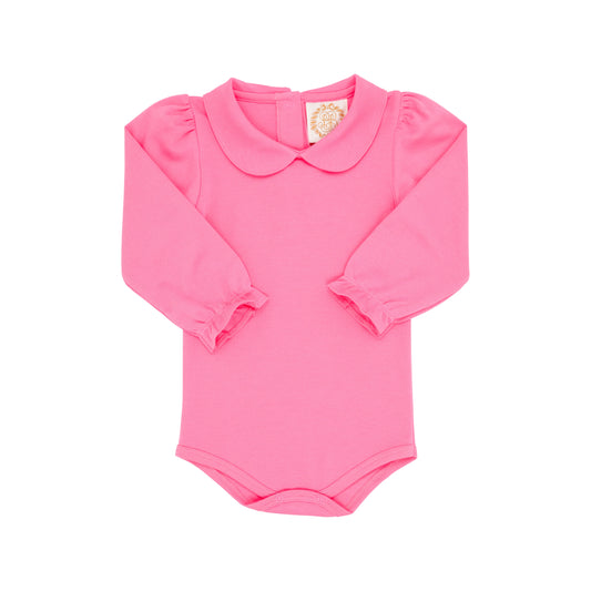 Long Sleeve Maude's Peter Pan Collar Shirt & Onesie in Hampton's Hot Pink 12-18 months - Doodlebug's Children's Boutique
