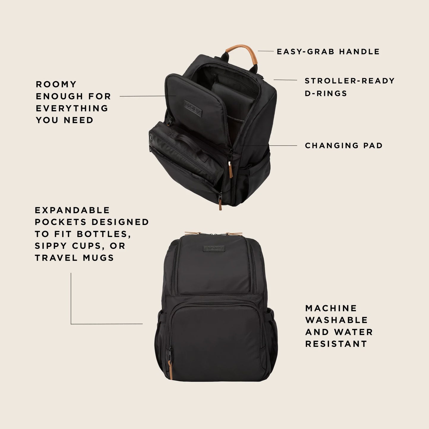 Parent Pack Diaper Bag in Black