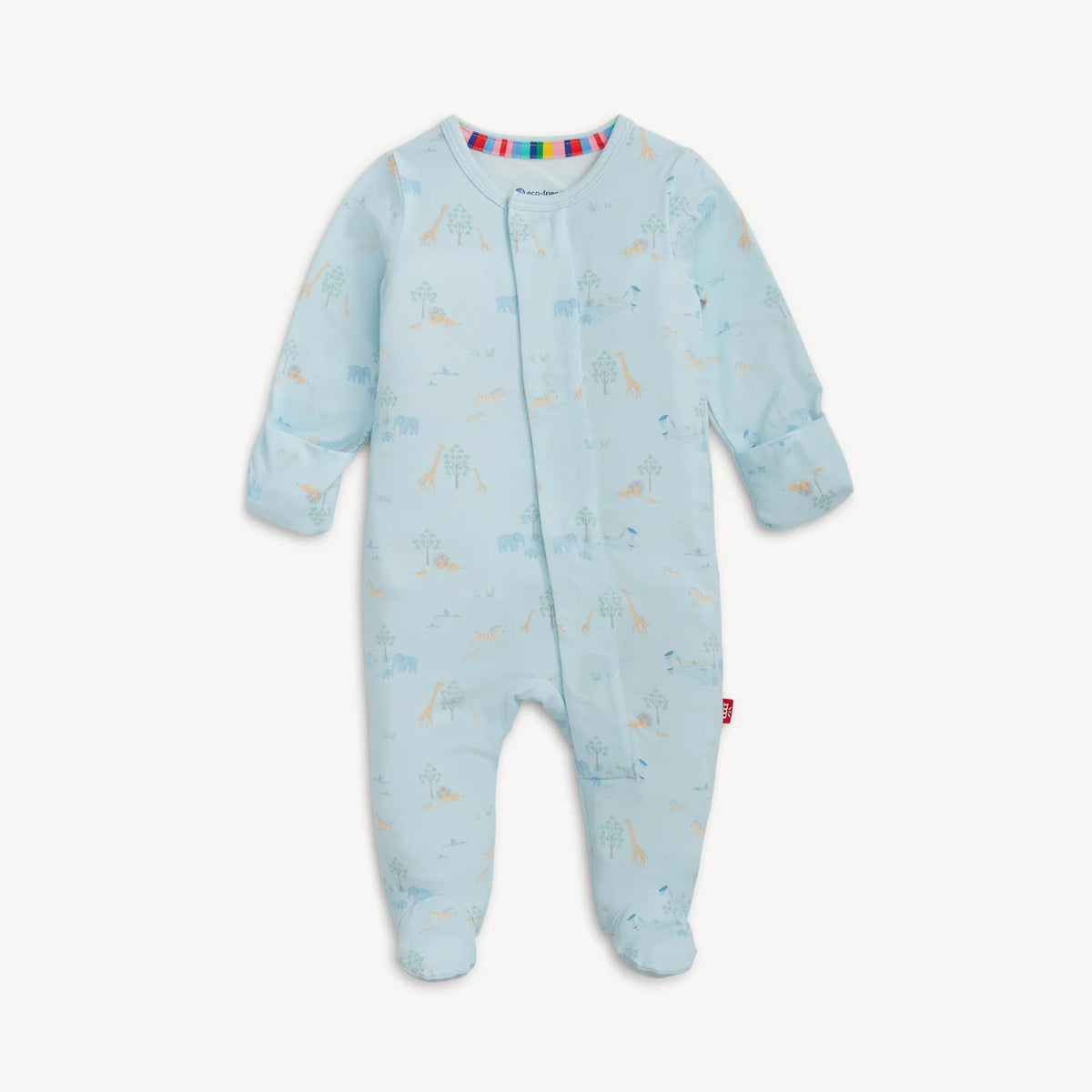 Serene Safari Blue Modal Magnetic Footie - Doodlebug's Children's Boutique