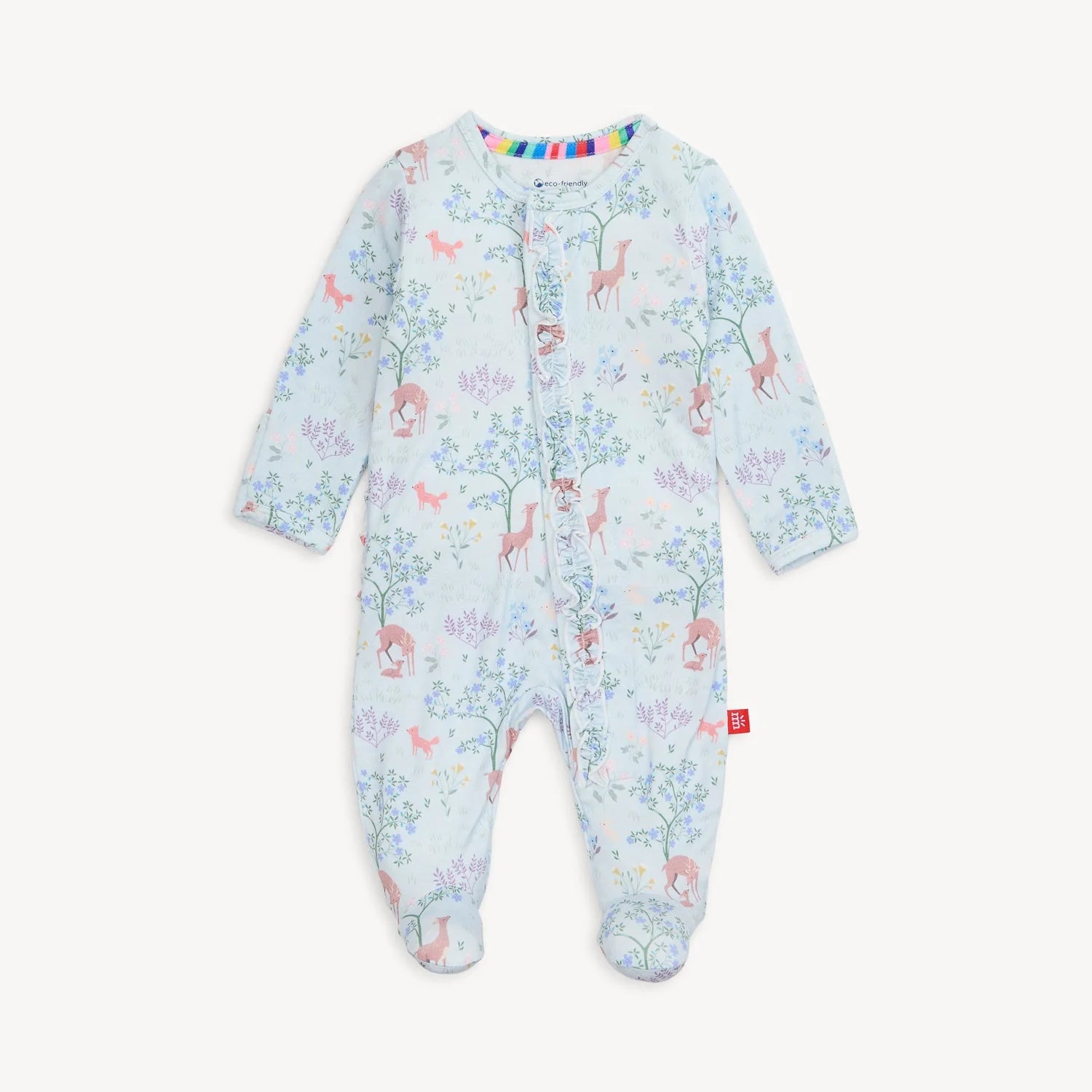 Love You Deerly Modal Magnetic Ruffle Footie - Doodlebug's Children's Boutique