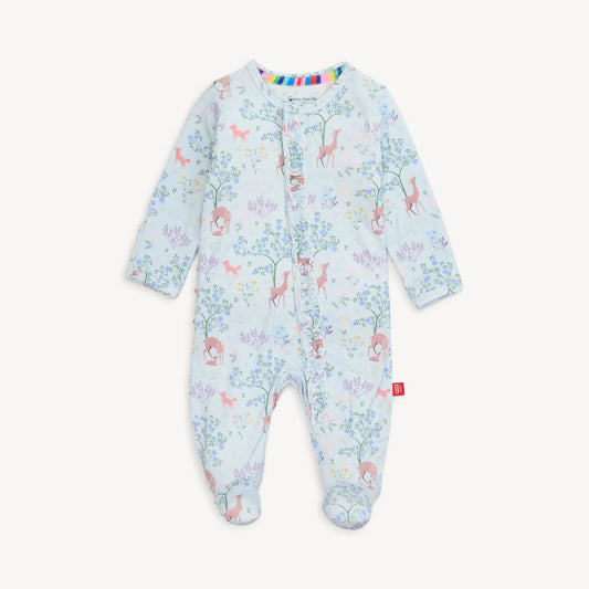 Love You Deerly Modal Magnetic Ruffle Footie - Doodlebug's Children's Boutique