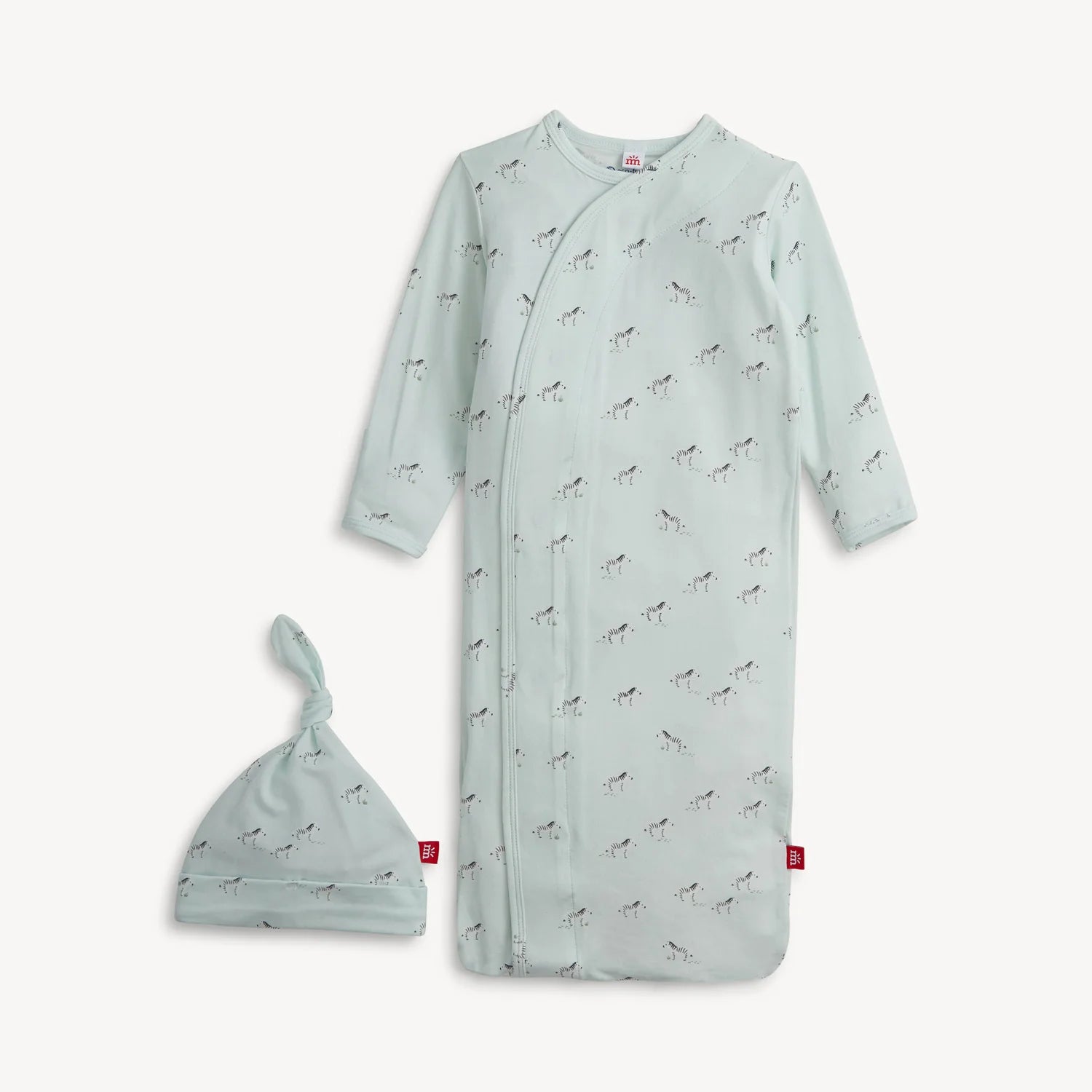 Teal Savannah Plains Modal Magnetic Sleeper Gown + Hat Set - Doodlebug's Children's Boutique