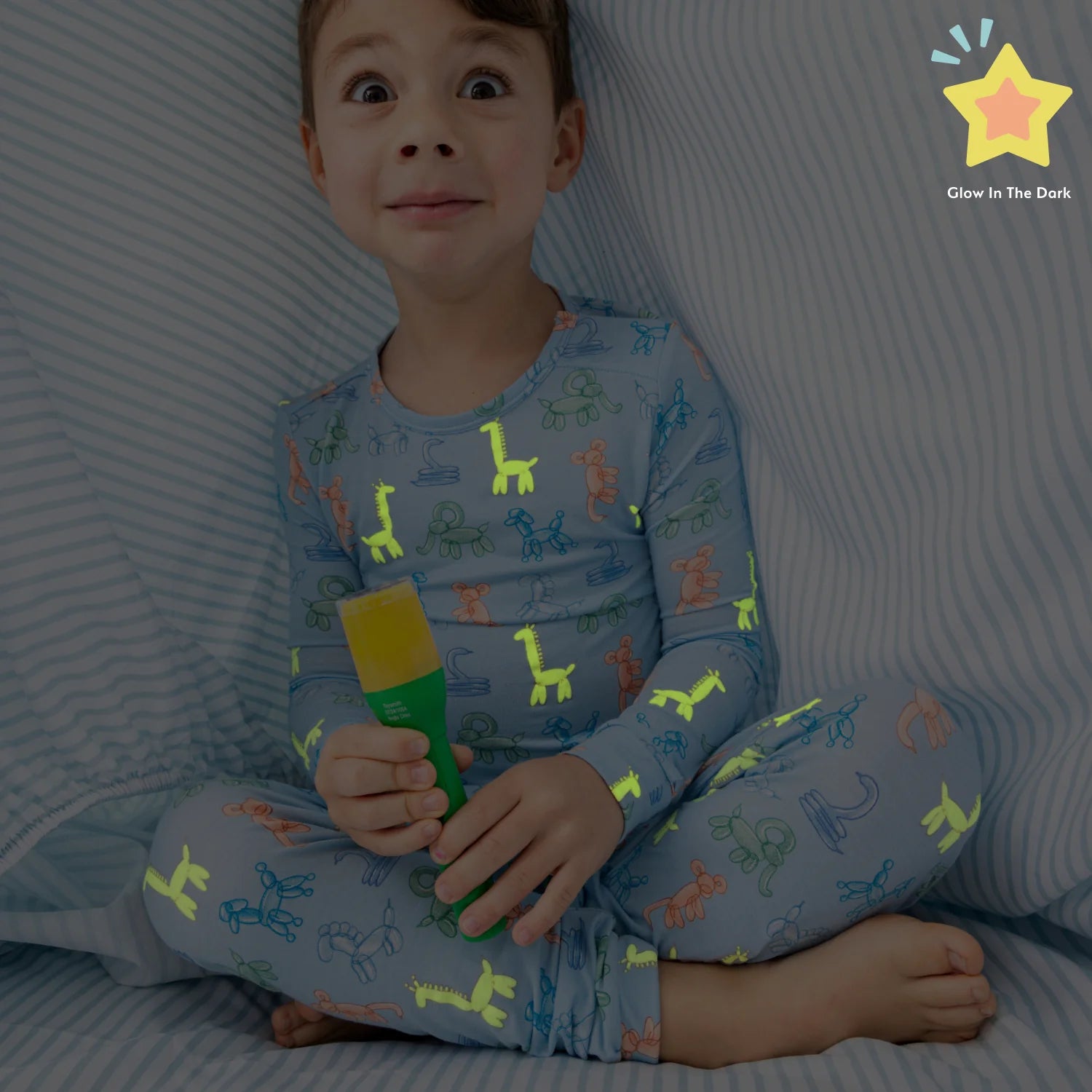 Blue Party Animals Glow in the Dark Modal Magnetic 2 Piece Pajamas - Doodlebug's Children's Boutique