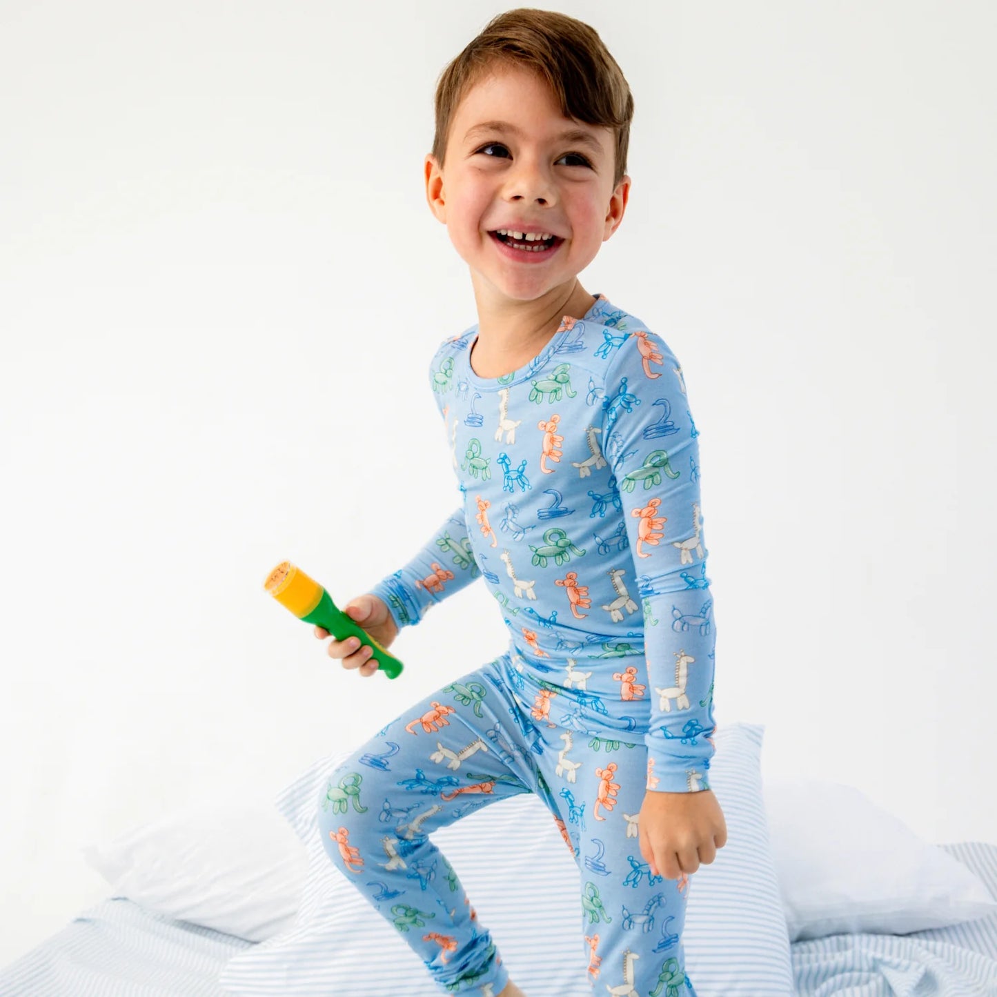 Blue Party Animals Glow in the Dark Modal Magnetic 2 Piece Pajamas - Doodlebug's Children's Boutique