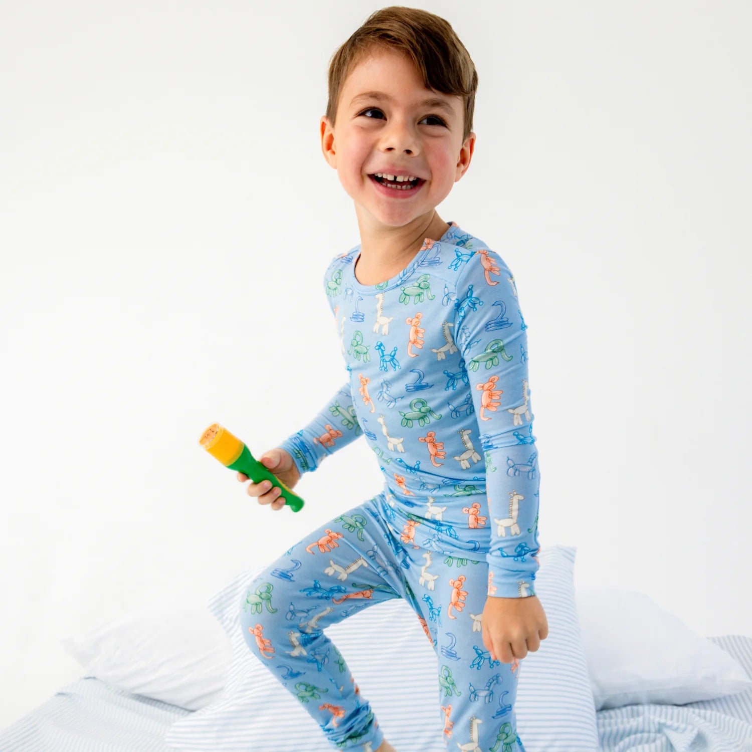 Blue Party Animals Glow in the Dark Modal Magnetic 2 Piece Pajamas - Doodlebug's Children's Boutique