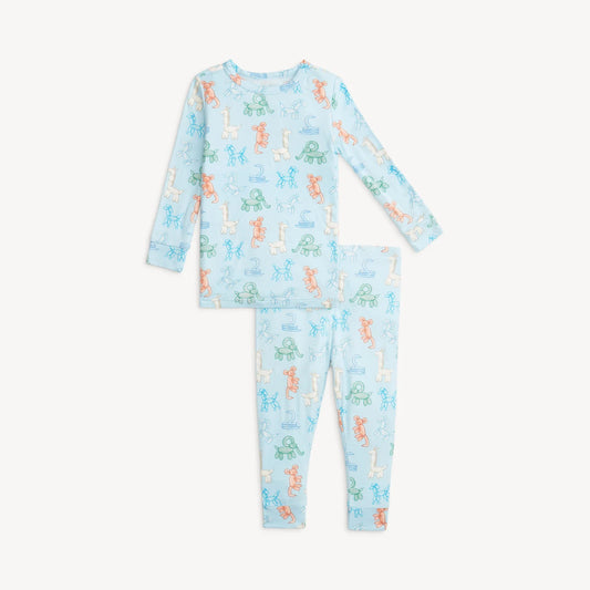Blue Party Animals Glow in the Dark Modal Magnetic 2 Piece Pajamas - Doodlebug's Children's Boutique