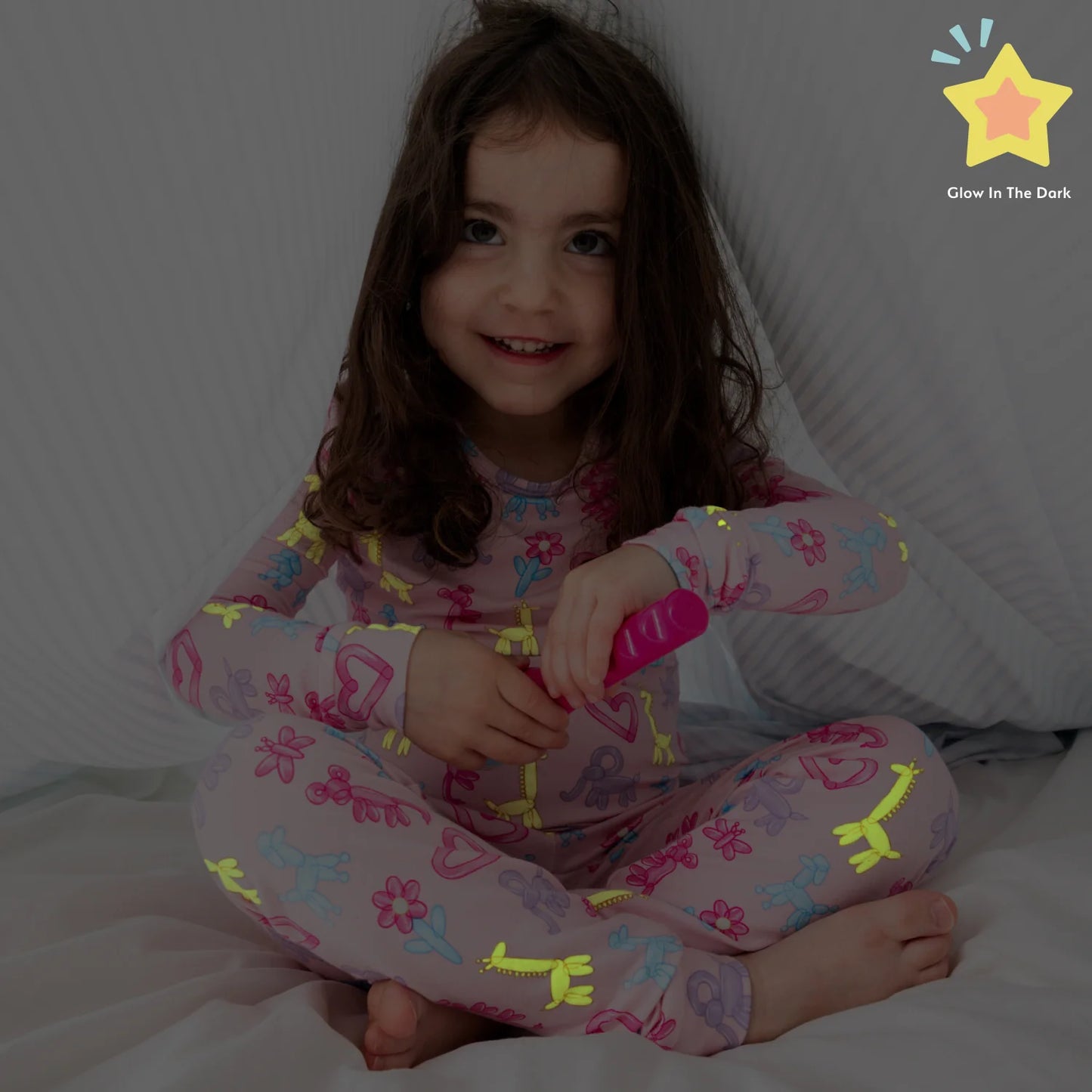 Pink Party Animals Glow in the Dark Modal Magnetic 2 Piece Pajamas - Doodlebug's Children's Boutique