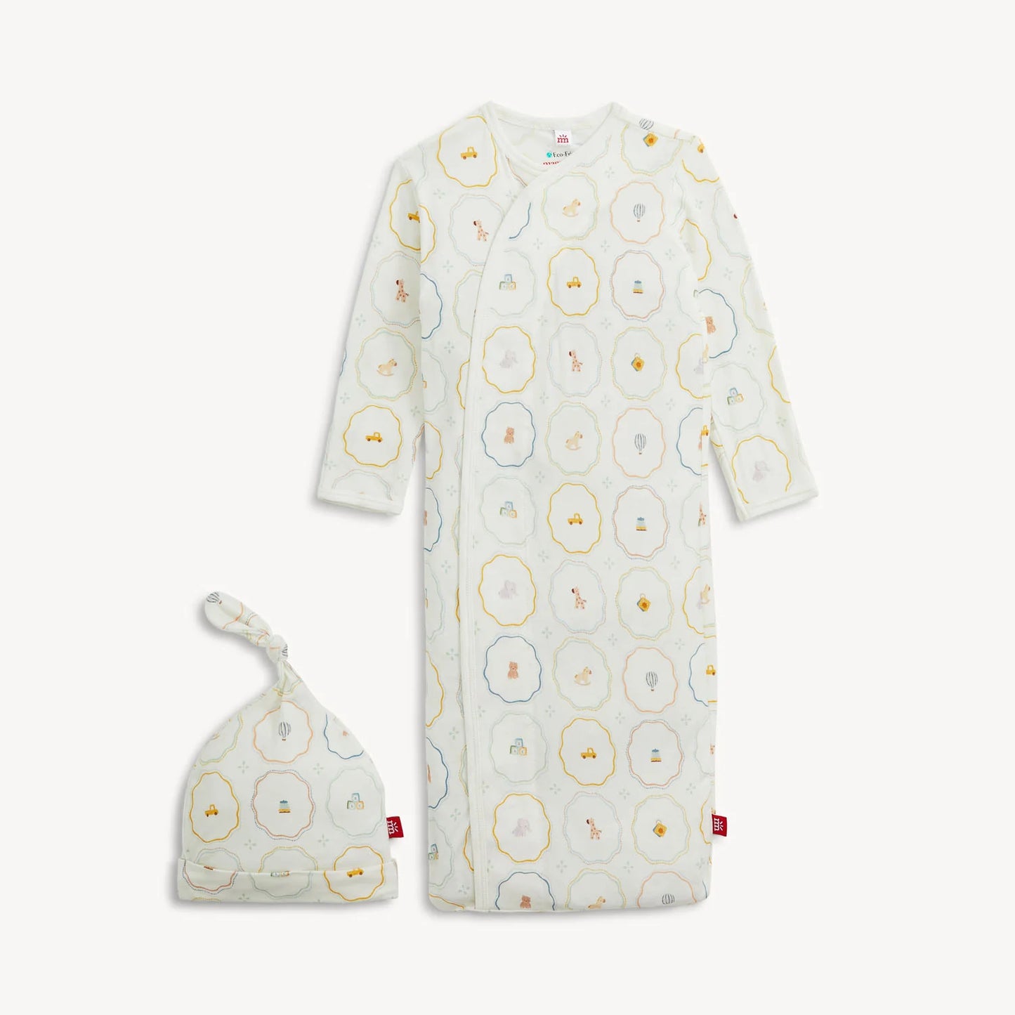 Nursery Magic Cream Modal Magnetic Sleeper Gown + Hat Set