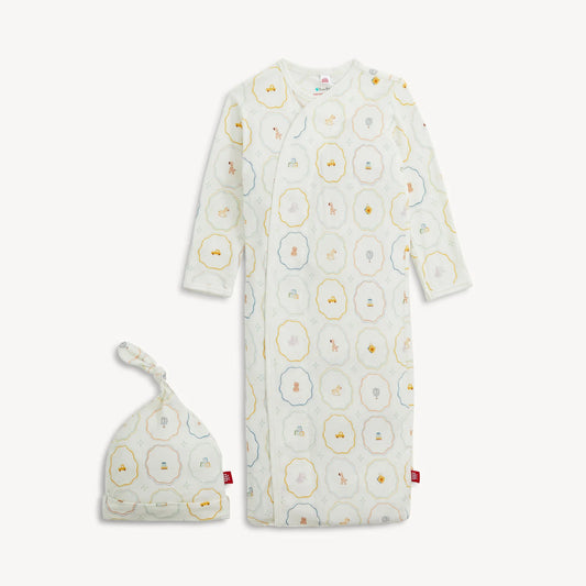 Nursery Magic Cream Modal Magnetic Sleeper Gown + Hat Set - Doodlebug's Children's Boutique
