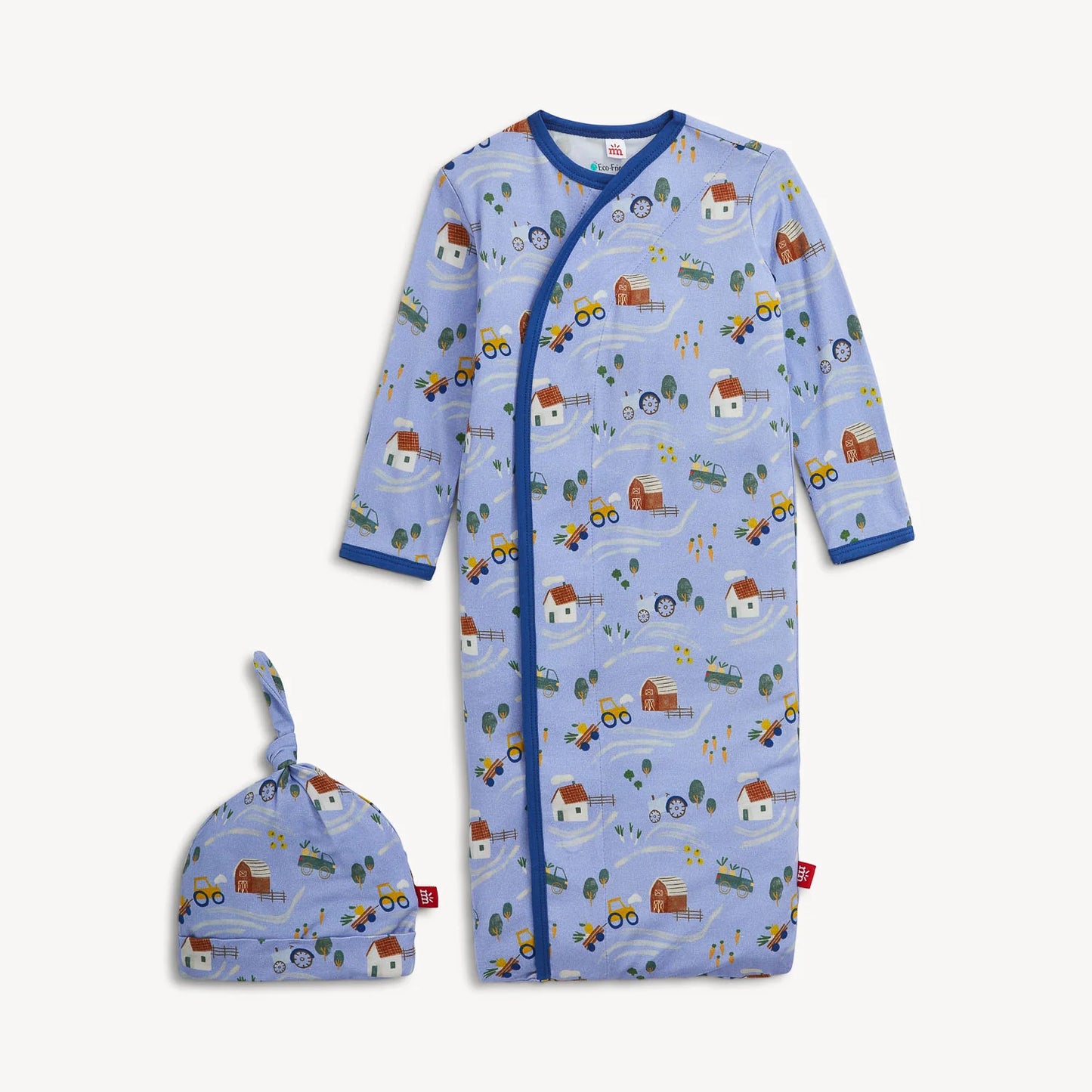 Farm to Cradle Modal Magnetic Sleeper Gown + Hat Set