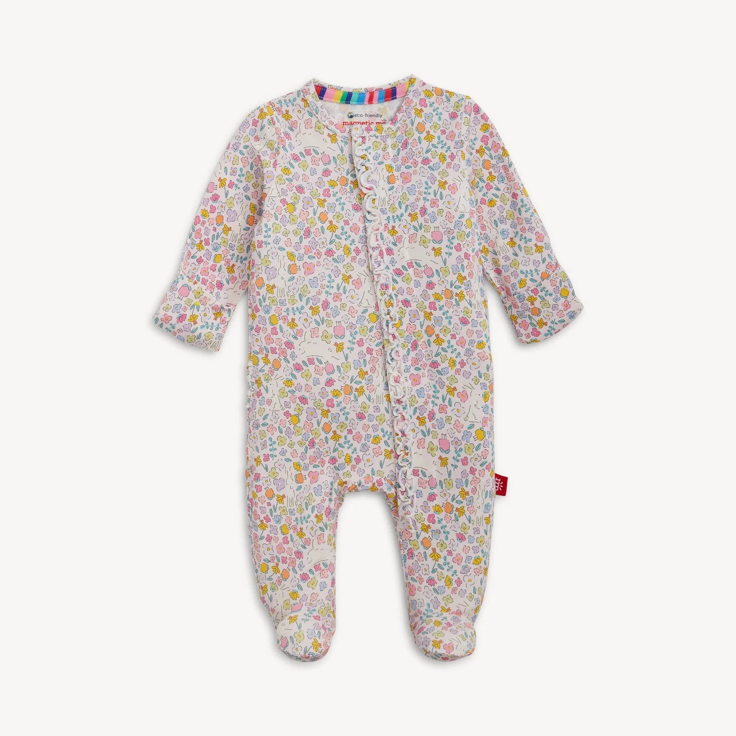 Bunny Blossom Modal Magnetic Ruffle Footie - Doodlebug's Children's Boutique
