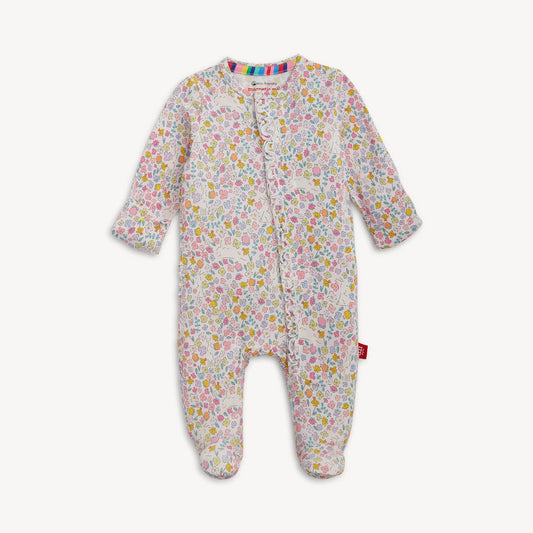 Bunny Blossom Modal Magnetic Ruffle Footie - Doodlebug's Children's Boutique