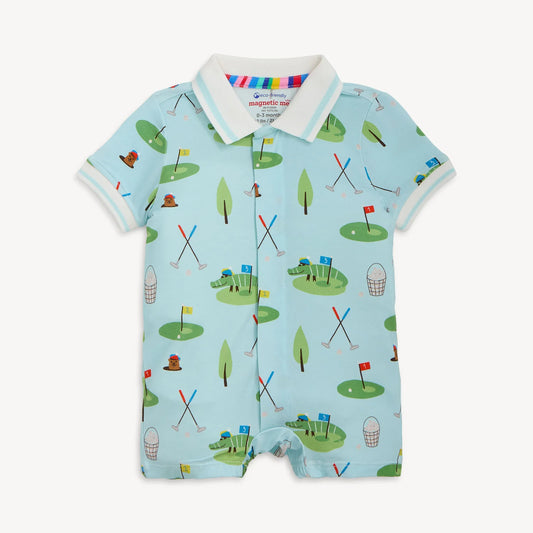 Gopher It Magnetic Polo Romper - Doodlebug's Children's Boutique