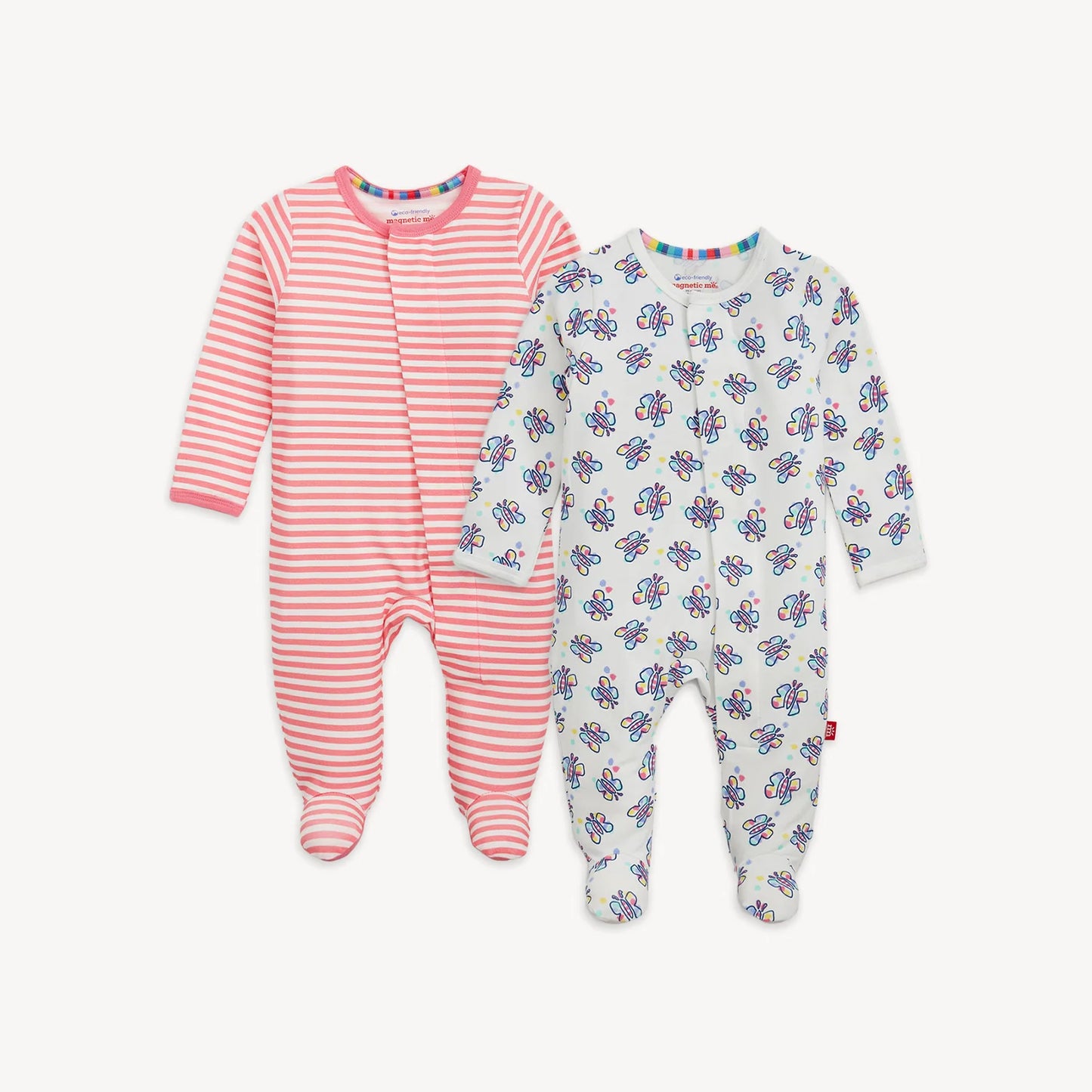 Pink Butterfly Combo Magnetic 2-Pack Footie - Doodlebug's Children's Boutique