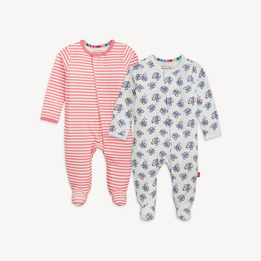 Pink Butterfly Combo Magnetic 2-Pack Footie - Doodlebug's Children's Boutique