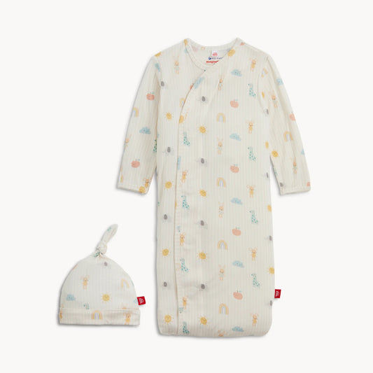 Pink Lullaby Sky Modal Magnetic Sleeper Gown + Hat Set - Doodlebug's Children's Boutique