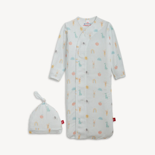Blue Lullaby Sky Modal Magnetic Sleeper Gown + Hat Set - Doodlebug's Children's Boutique