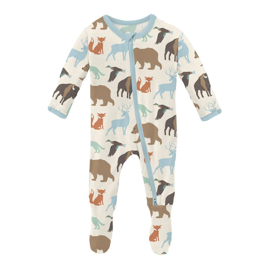 Print Footie with 2 Way Zipper in National Wildlife Federation  - Doodlebug's Children's Boutique