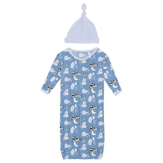Print Layette Gown Converter and Hat Set in Hey Diddle Diddle  - Doodlebug's Children's Boutique