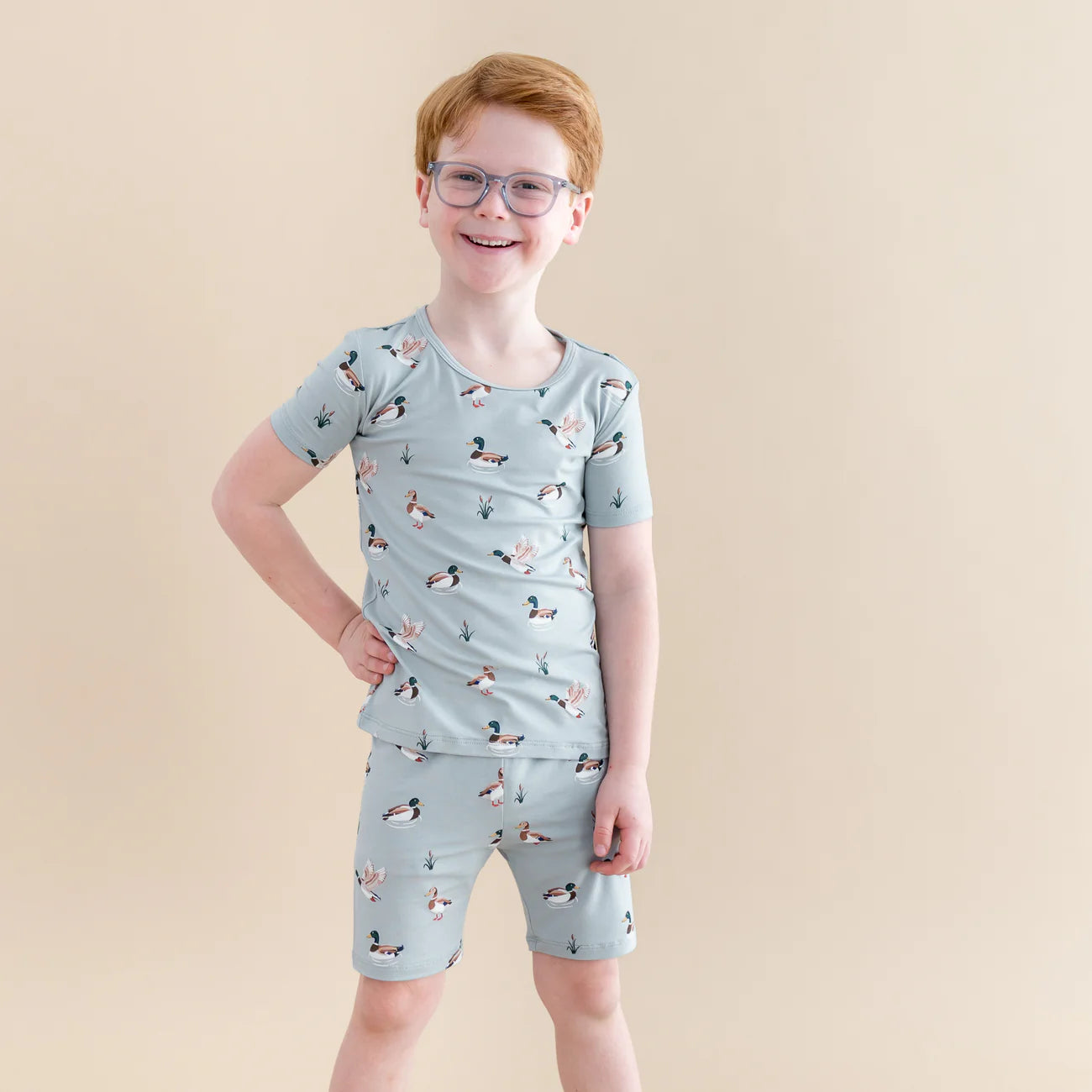 Short Sleeve Pajamas in Mallard Duck - Doodlebug's Children's Boutique