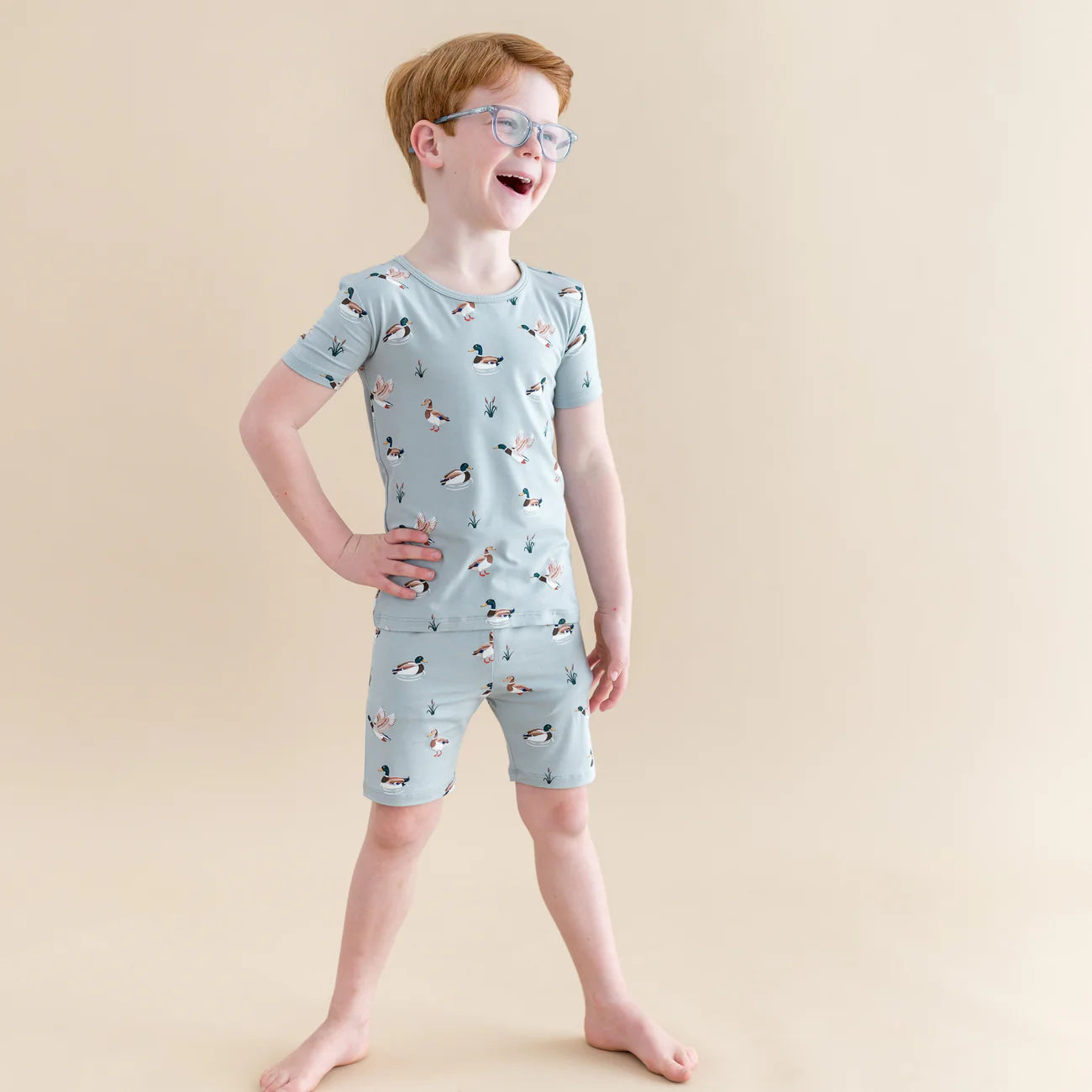 Short Sleeve Pajamas in Mallard Duck - Doodlebug's Children's Boutique