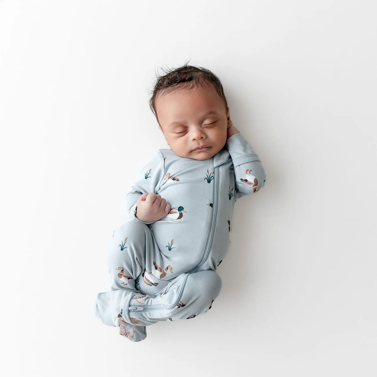 Zippered Footie in Mallard Duck - Doodlebug's Children's Boutique