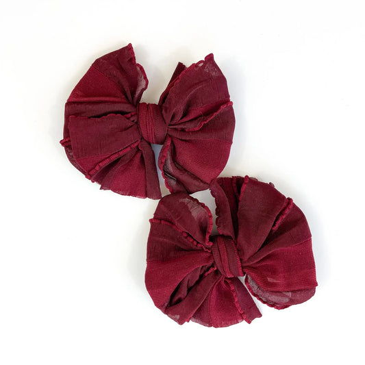Maroon Ruffle Clip Set of Two  - Doodlebug's Children's Boutique