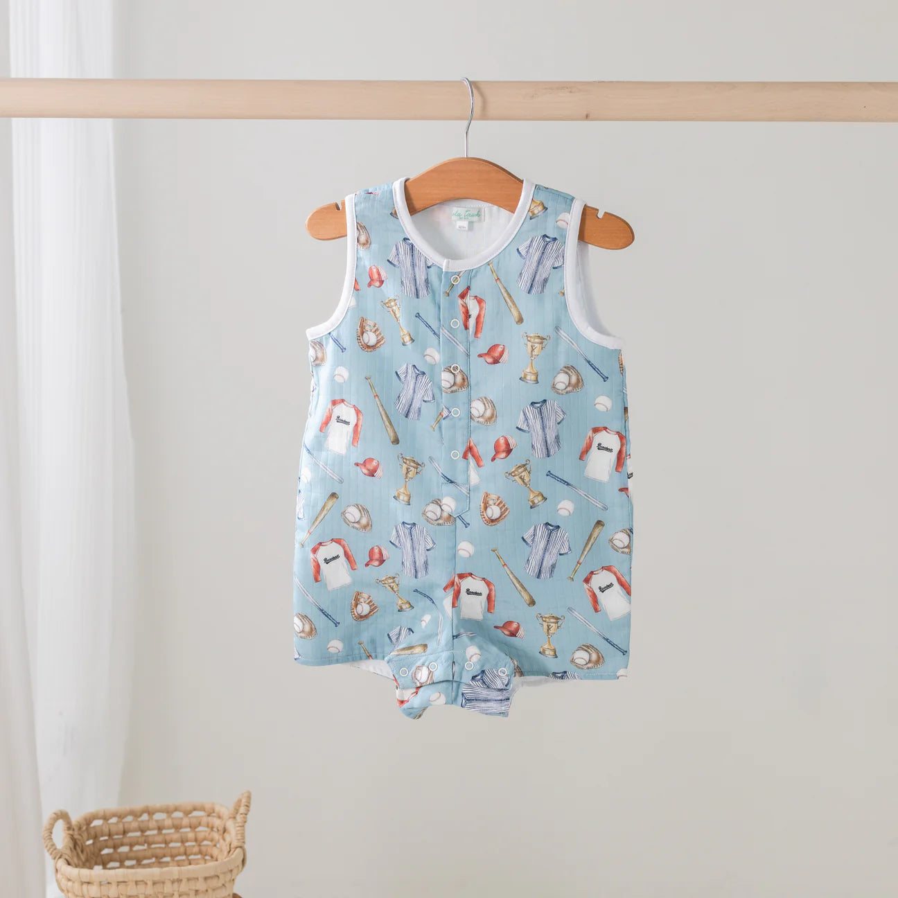 Let's Play Ball Organic Muslin Shortall - Doodlebug's Children's Boutique