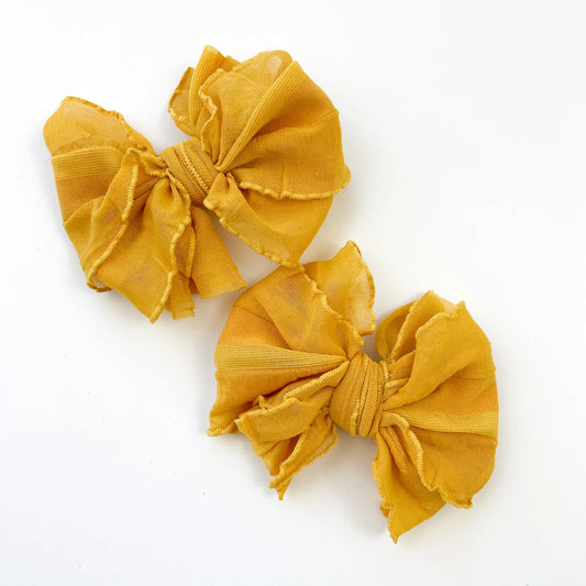 Mustard Ruffle Clip Set of Two  - Doodlebug's Children's Boutique