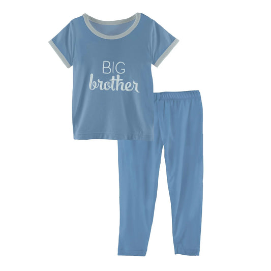 Short Sleeve Applique Pajama Set in Blue Moon Big Brother  - Doodlebug's Children's Boutique