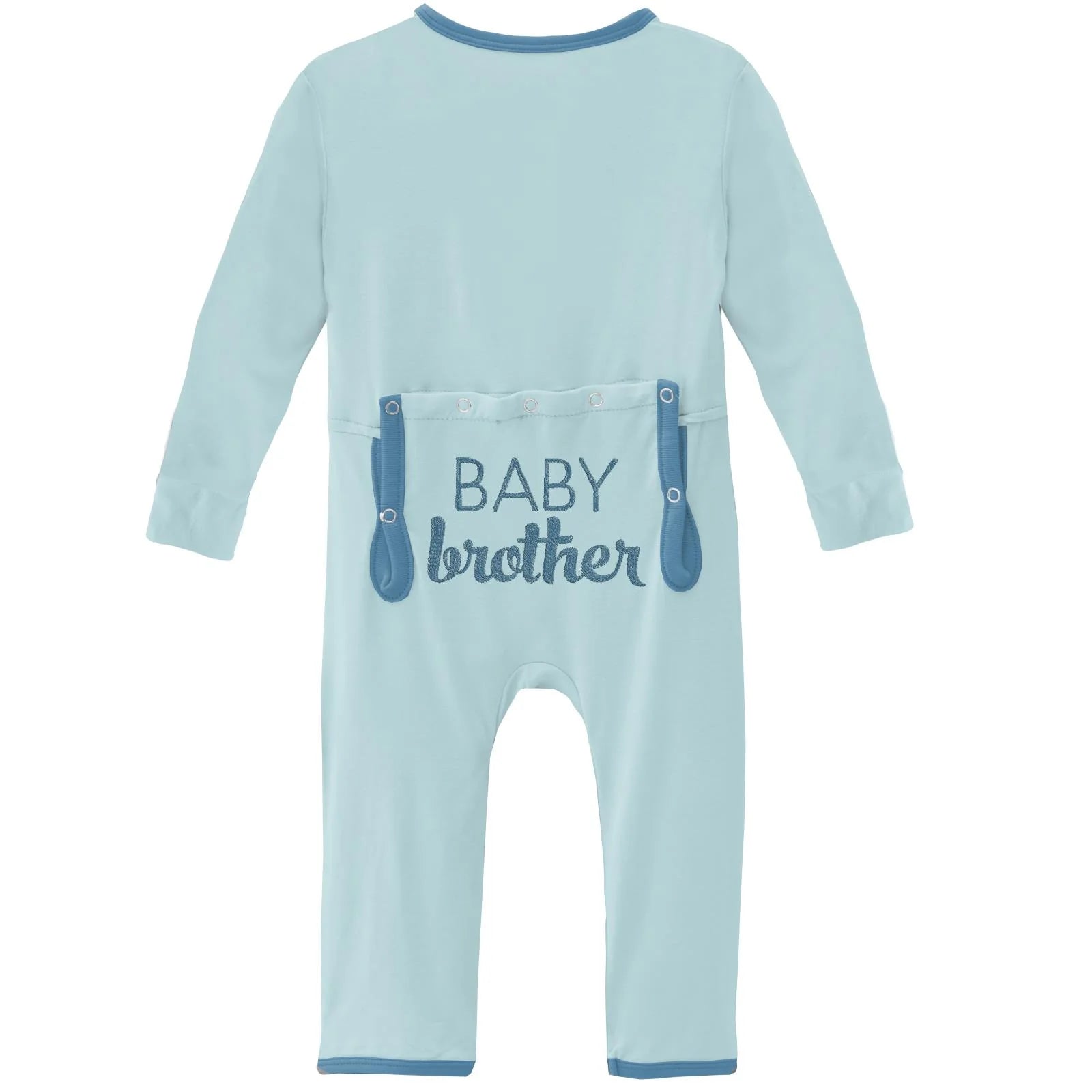 Applique Coverall with Zipper in Spring Sky Baby Brother  - Doodlebug's Children's Boutique