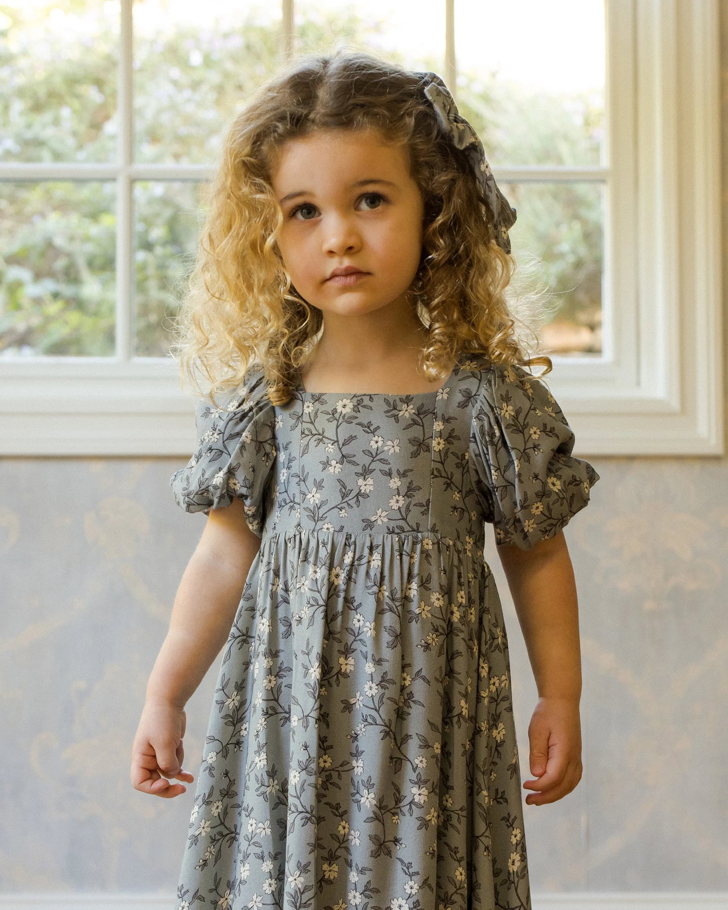 Augusta Dress in French Blue Floral - Doodlebug's Children's Boutique