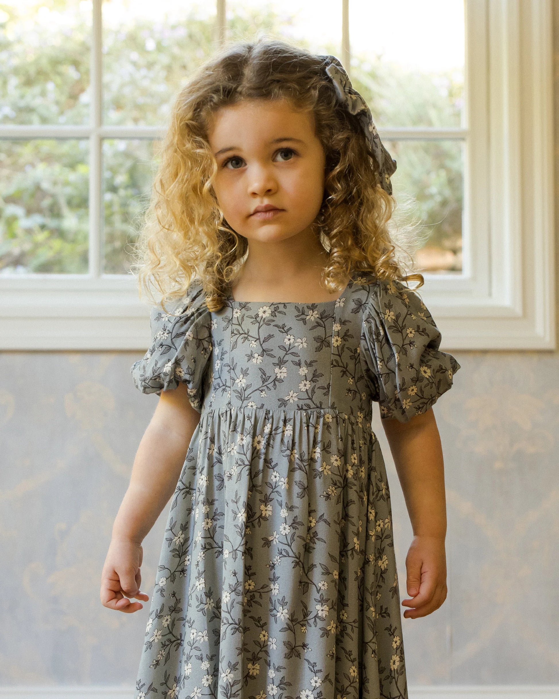Augusta Dress in French Blue Floral - Doodlebug's Children's Boutique