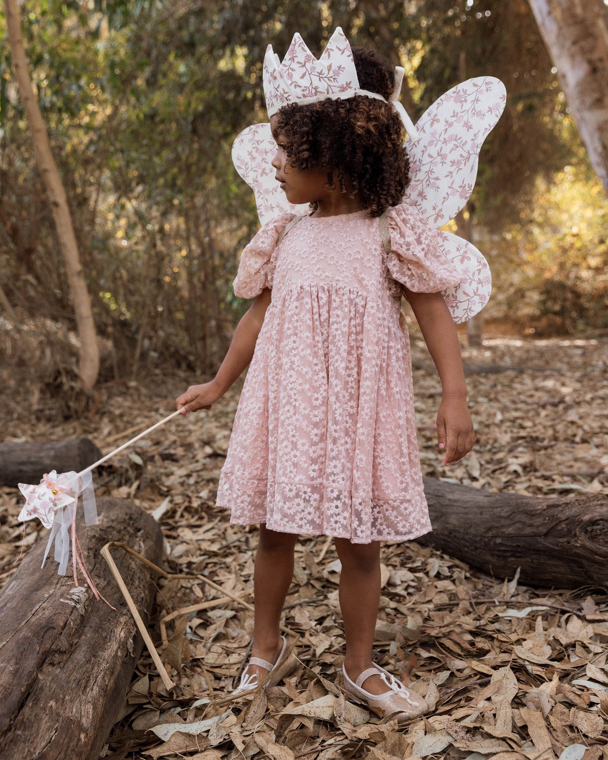 Luna Dress in Rose Embroidered Daisy - Doodlebug's Children's Boutique