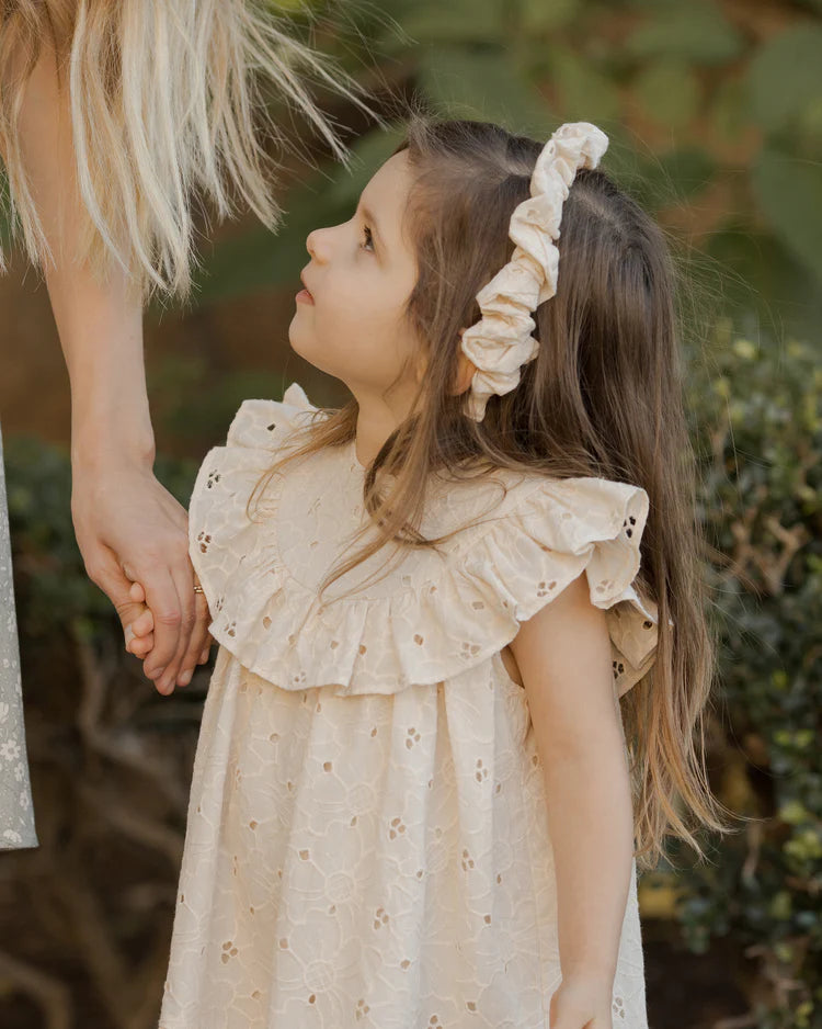 Gathered Headband in Daisy Eyelet  - Doodlebug's Children's Boutique