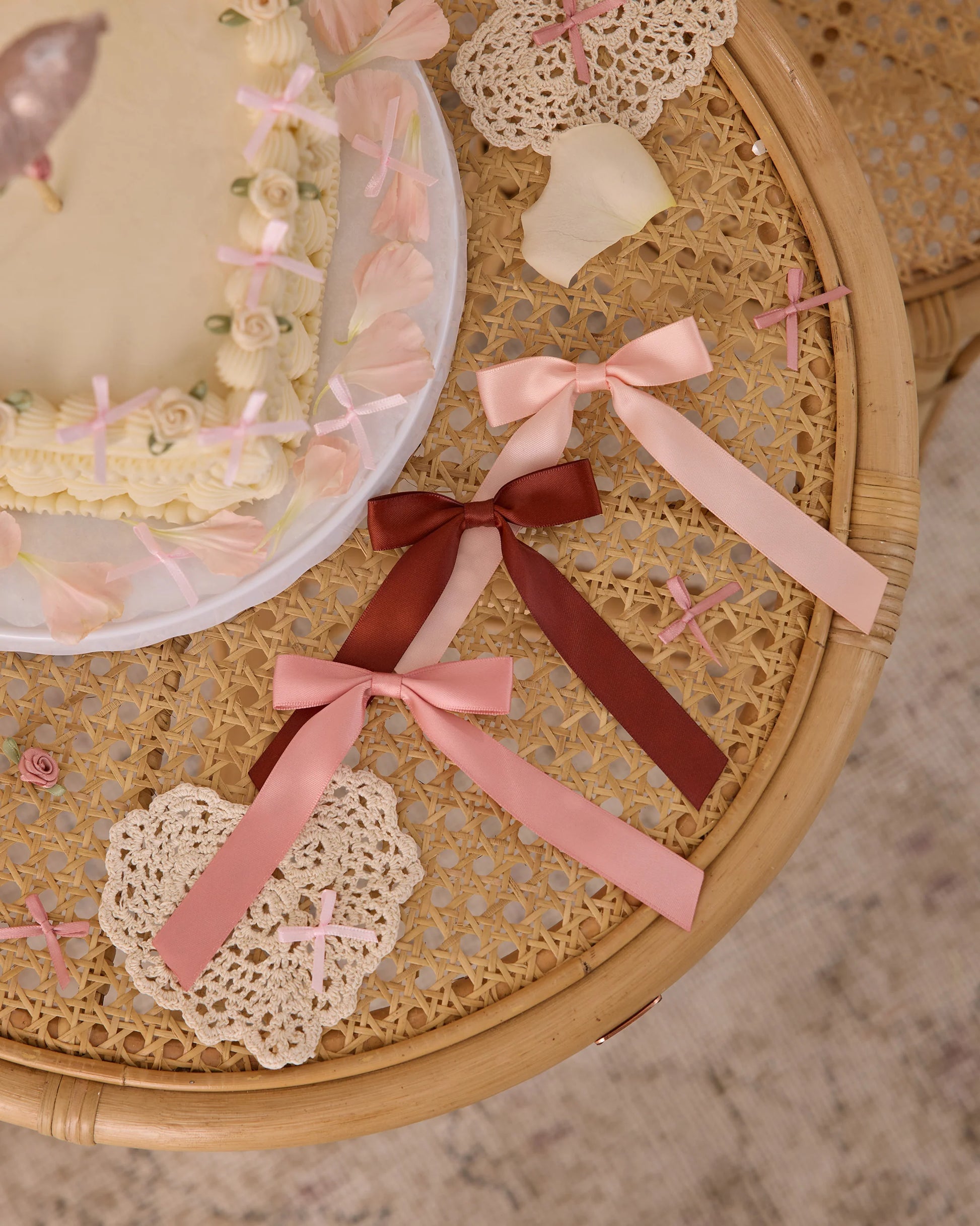 Satin Ribbon Bows in Blush, Rust, Pink - Doodlebug's Children's Boutique