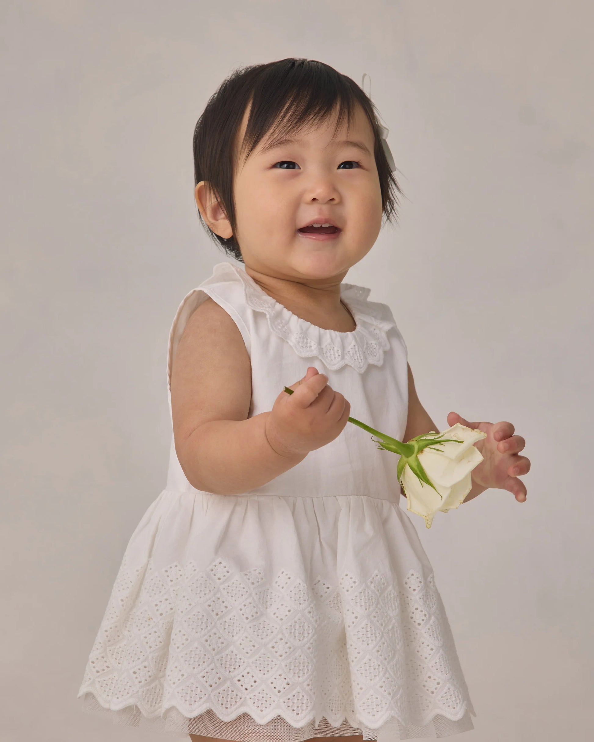 Georgia Romper Dress in White - Doodlebug's Children's Boutique