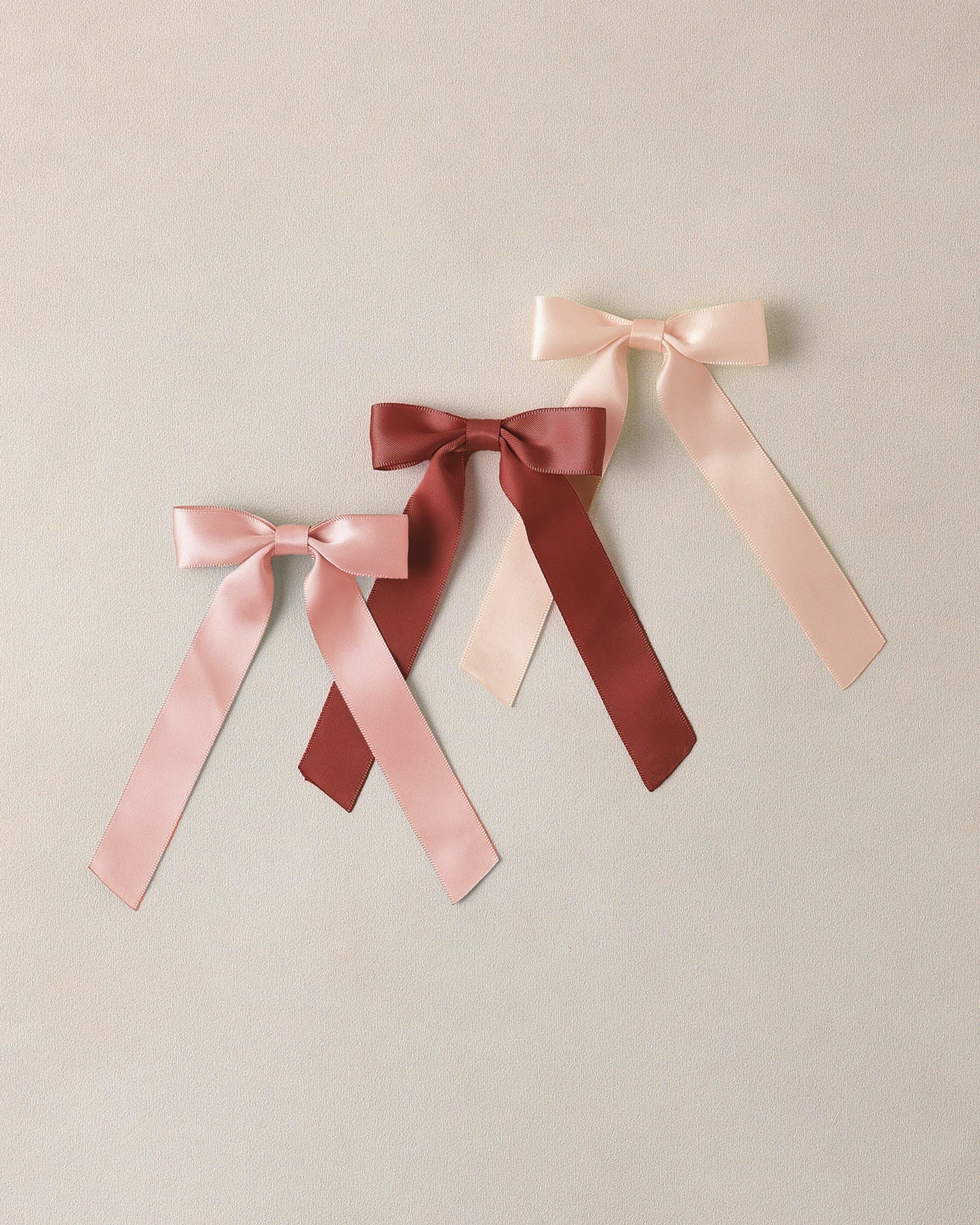 Satin Ribbon Bows in Blush, Rust, Pink - Doodlebug's Children's Boutique