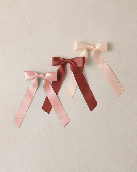 Satin Ribbon Bows in Blush, Rust, Pink - Doodlebug's Children's Boutique