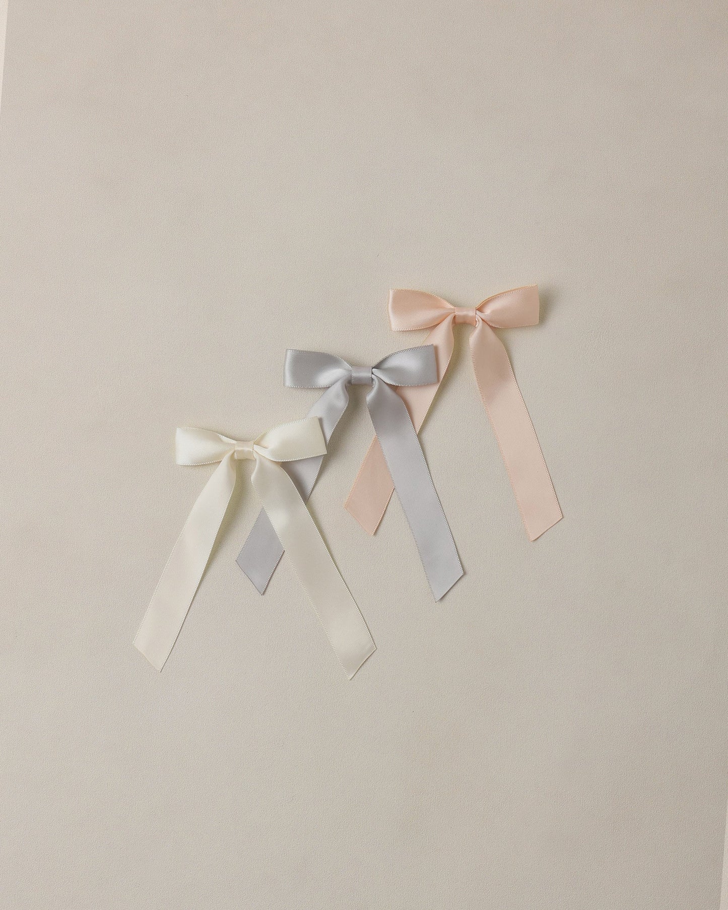 Satin Ribbon Bows in Pearl, Ivory, Mist - Doodlebug's Children's Boutique