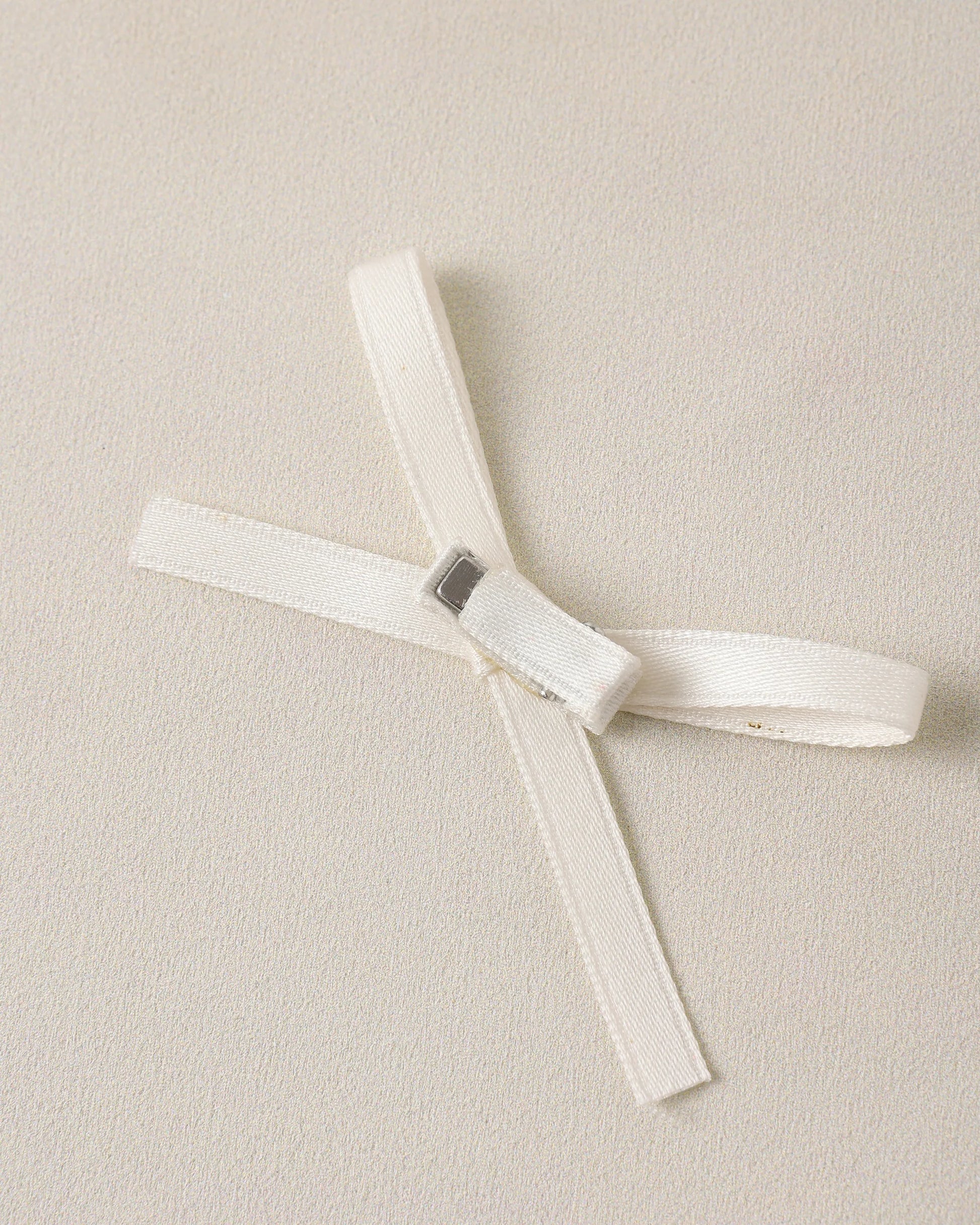 Mini Satin Ribbon Bows in Pearl + Ivory - Doodlebug's Children's Boutique