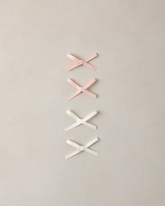 Mini Satin Ribbon Bows in Pearl + Ivory - Doodlebug's Children's Boutique