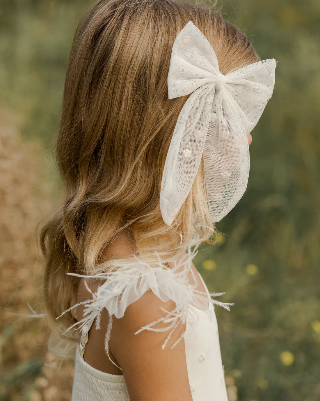 Poppy Bow in Ivory  - Doodlebug's Children's Boutique