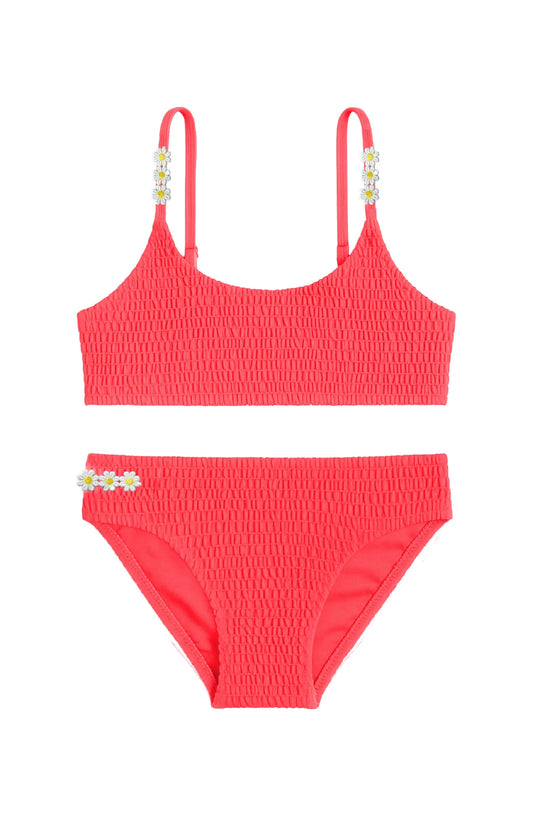 Coral Nova Smocked Two Piece Swimsuit - Doodlebug's Children's Boutique