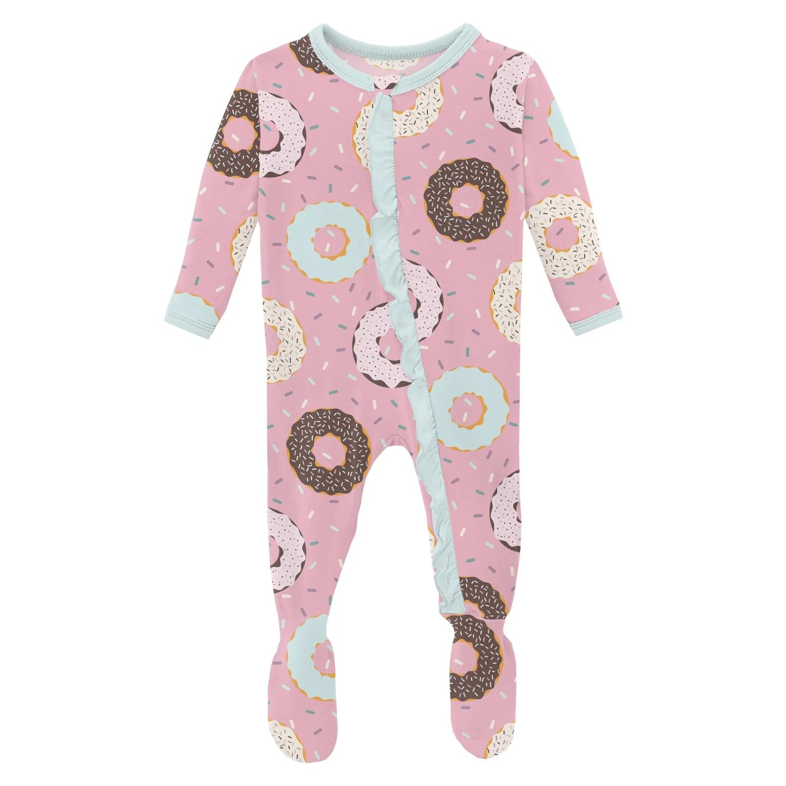 Print Classic Ruffle Footie with 2 Way Zipper in Cake Pop Donuts & Sprinkles - Doodlebug's Children's Boutique