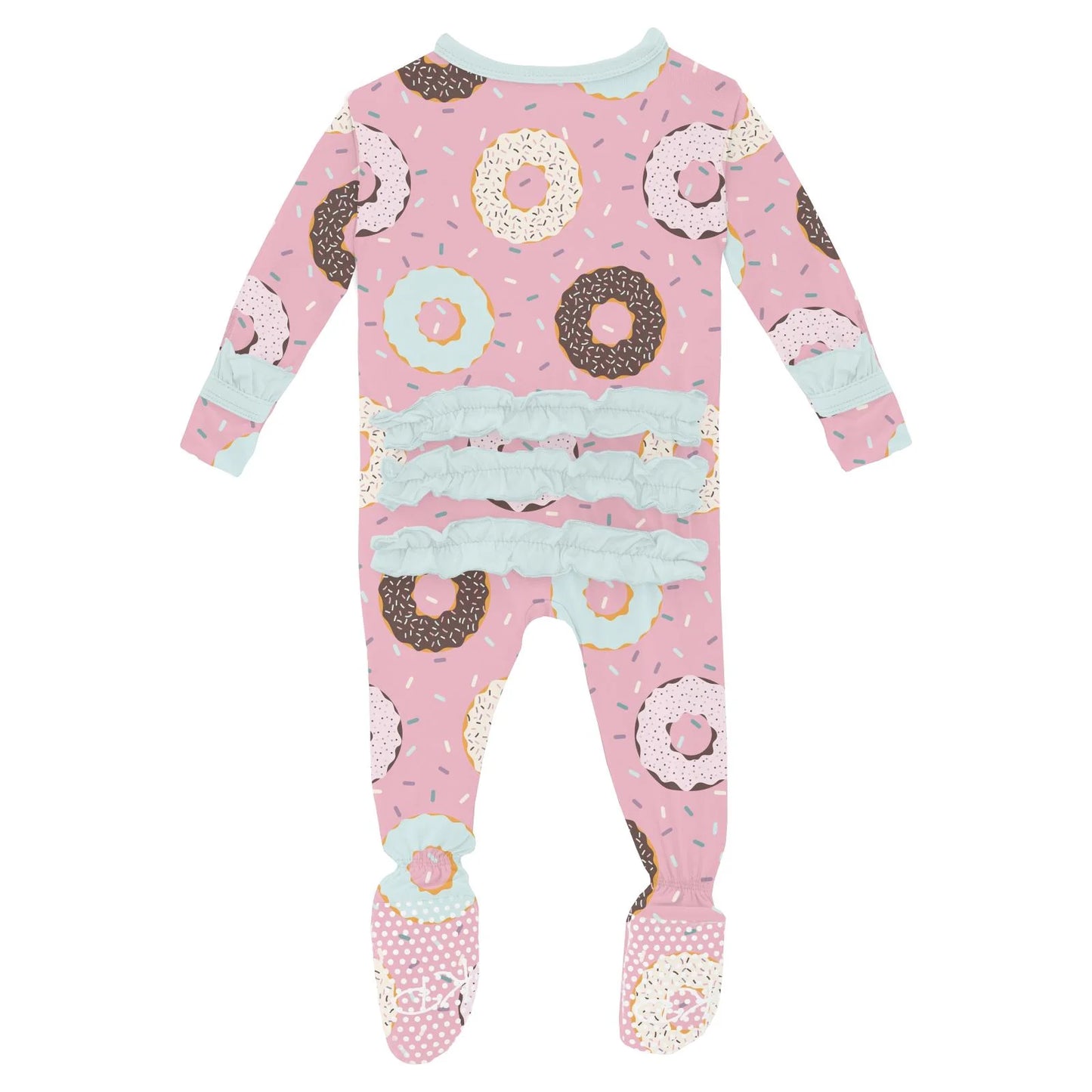 Print Classic Ruffle Footie with 2 Way Zipper in Cake Pop Donuts & Sprinkles - Doodlebug's Children's Boutique