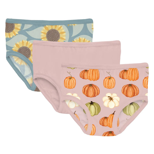 Print Girl's Underwear Set of 3 in Sunflower, Rose, & Pumpkin - Doodlebug's Children's Boutique