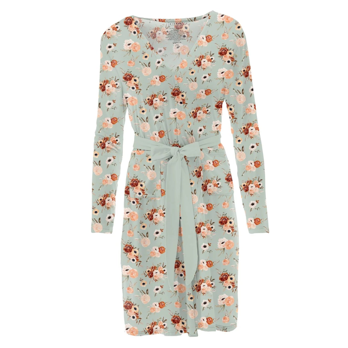 Print Mid Length Robe in Aloe Fall Floral - Doodlebug's Children's Boutique